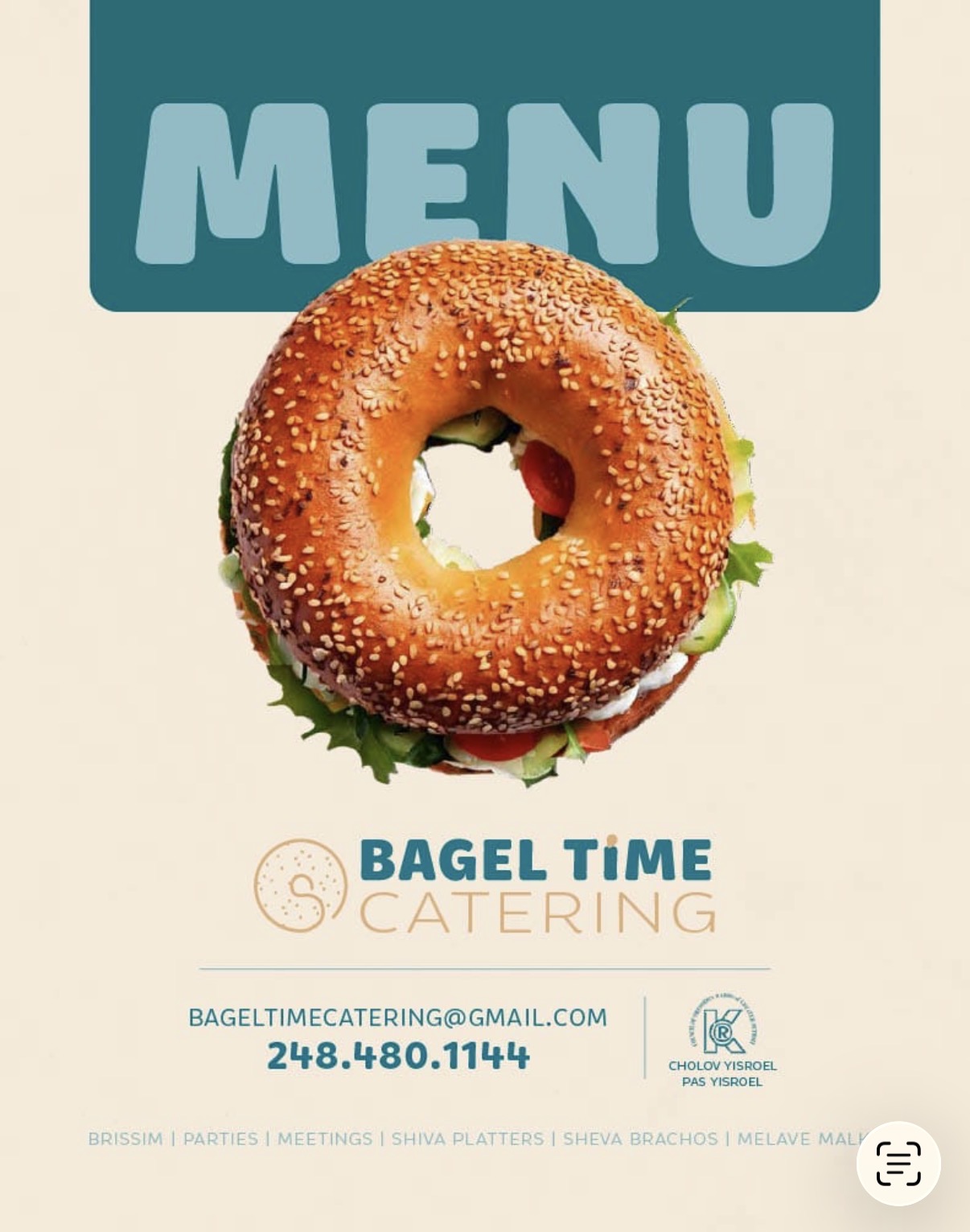 Fresh sesame bagel sandwich from Bagel Time Catering